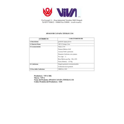 Spago Viva termoretratto canapa avana naturale - 3,5 mm x 75m 1410